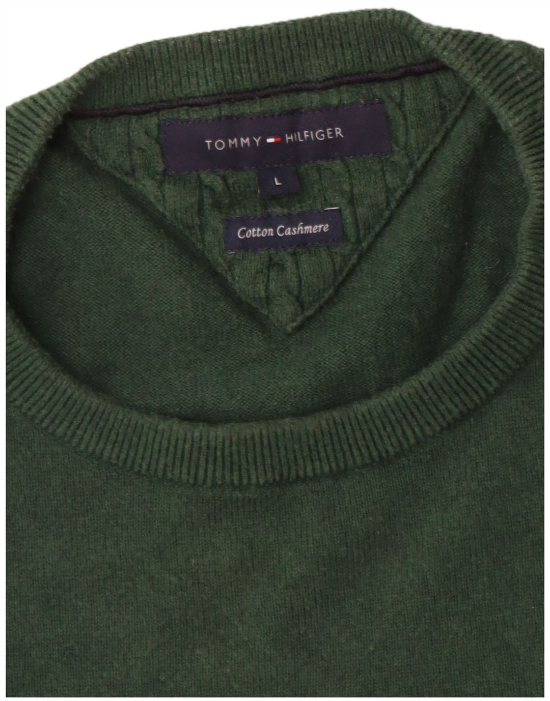 Tommy Hilfiger Herre Jumper Sweater med rund hals Stor grøn bomuld