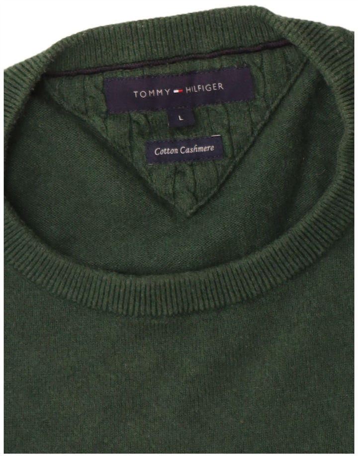 Tommy Hilfiger Herre Jumper Sweater med rund hals Stor grøn bomuld