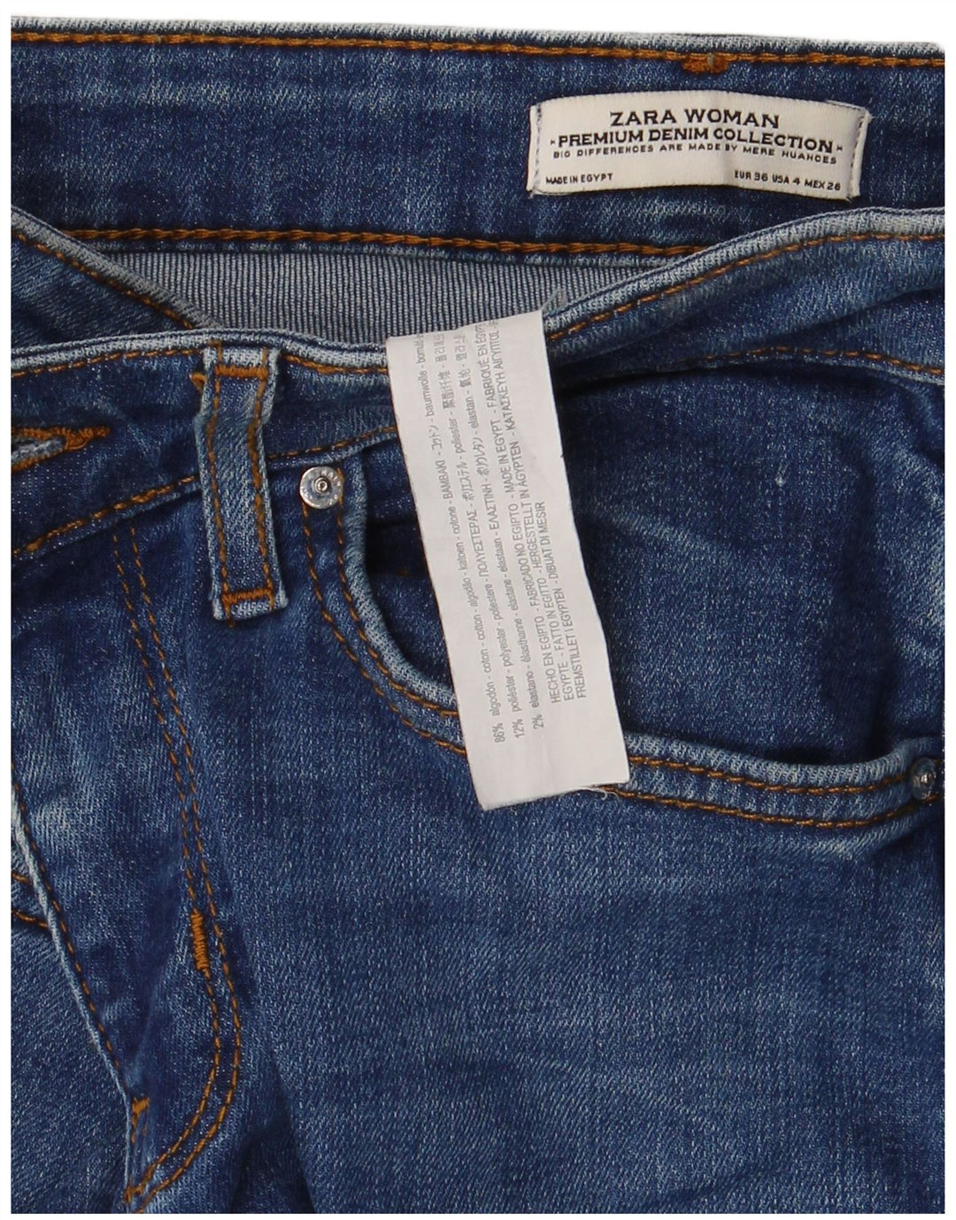 Zara Dame Flared Jeans EU 36 XS W26 L35 Blå Bomuld