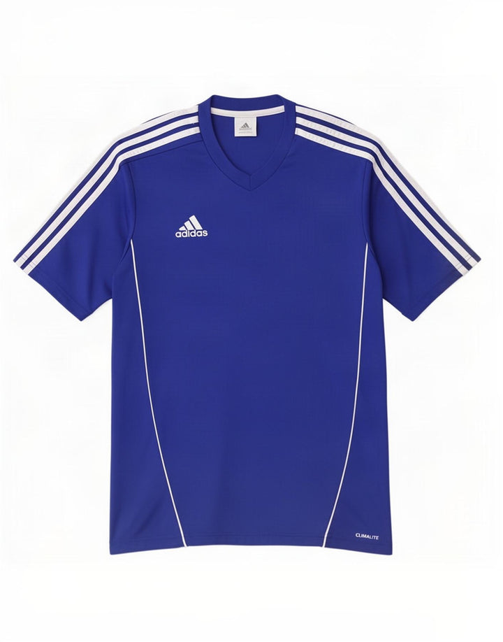 Adidas Herre Climalite T-Shirt Top Lille Blå Polyester