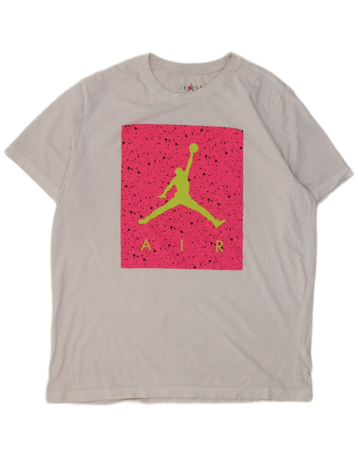 Jordan Herre Grafisk T-Shirt Top XL Hvid Bomuld