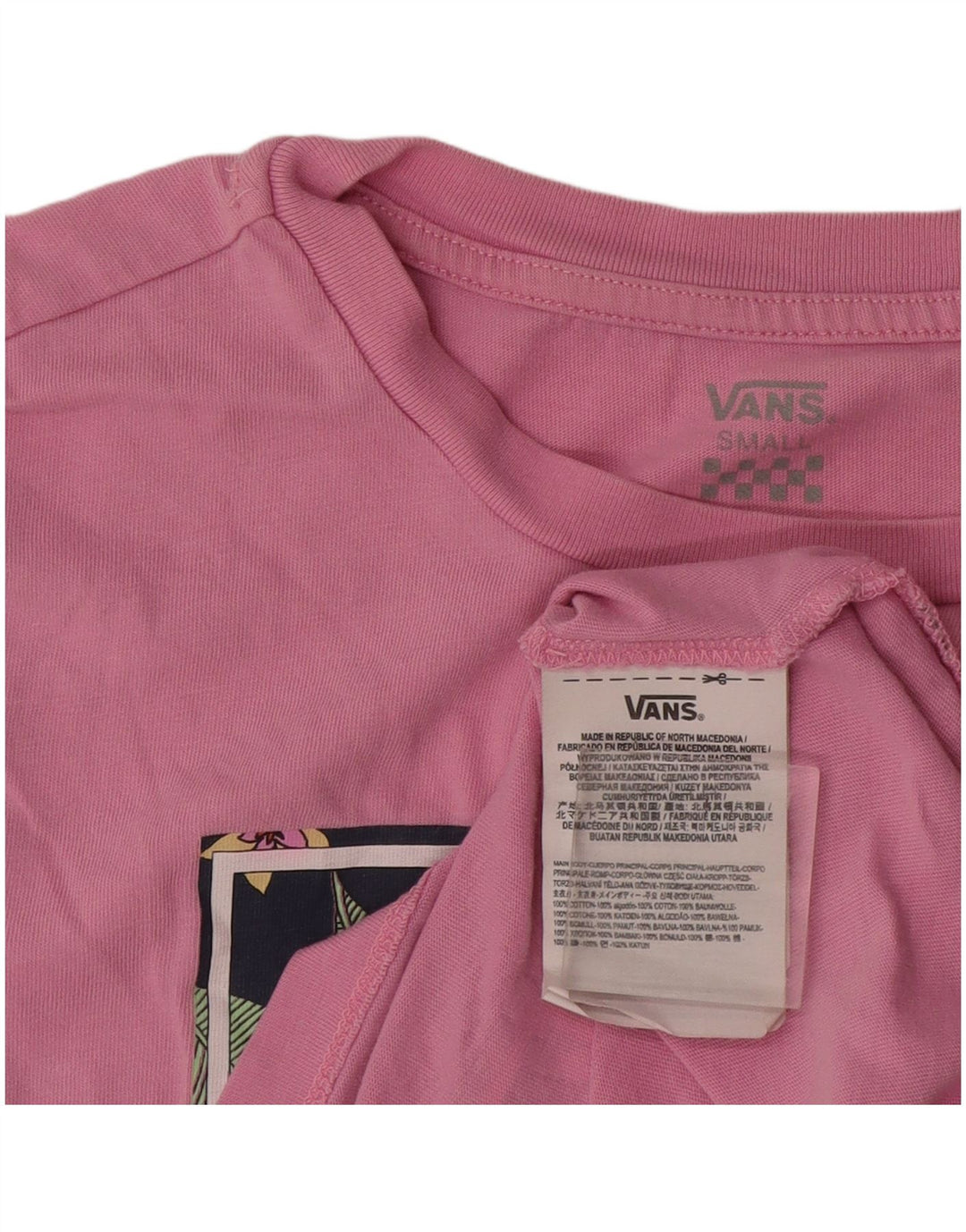 Vans Dame Grafisk T-Shirt Top UK 10 Small Pink