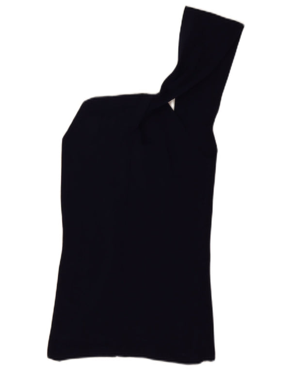 Reiss Dame One Shoulder Top UK 6 XS Navy Blue Viscose