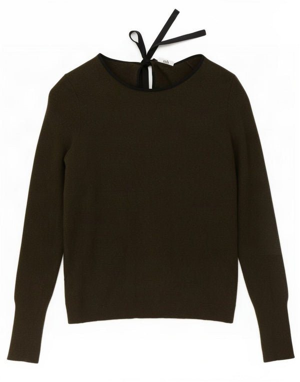 Jigsaw Dame Boat Neck Jumper Sweater UK 10 Small Khaki Lammeuld