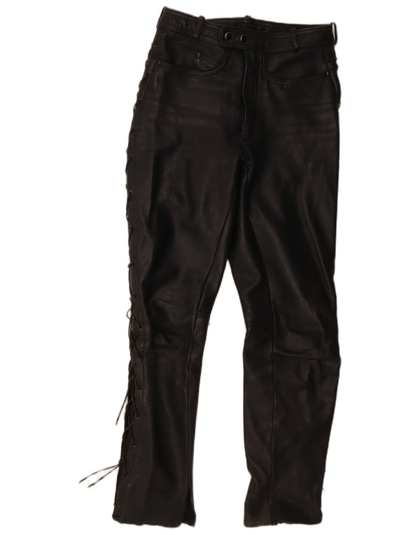 Vintage Herre Motorstyle Læderbukser IT 48 Medium W30 L31 Sort Læder