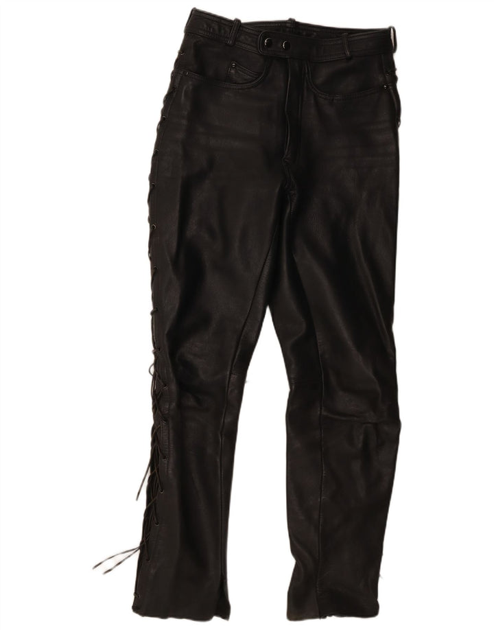 Vintage Herre Motorstyle Læderbukser IT 48 Medium W30 L31 Sort Læder