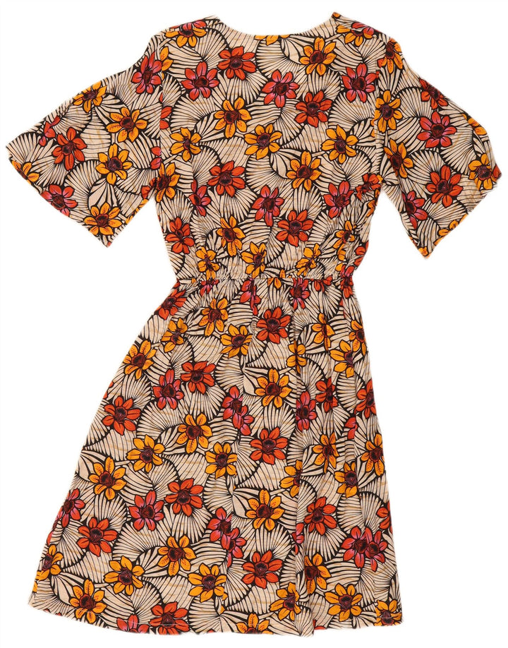 ANGELA DAVIS Womens A-Line Dress UK 12 Medium Beige Floral
