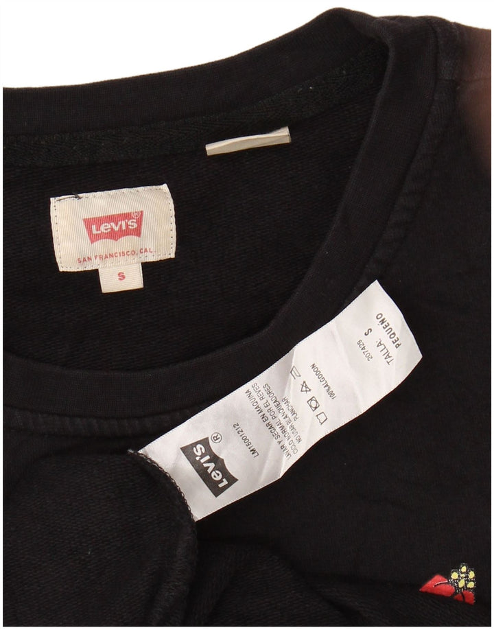 LEVI'S Grafisk Sweatshirt Jumper til kvinder UK 10 Lille sort blomstret bomuld