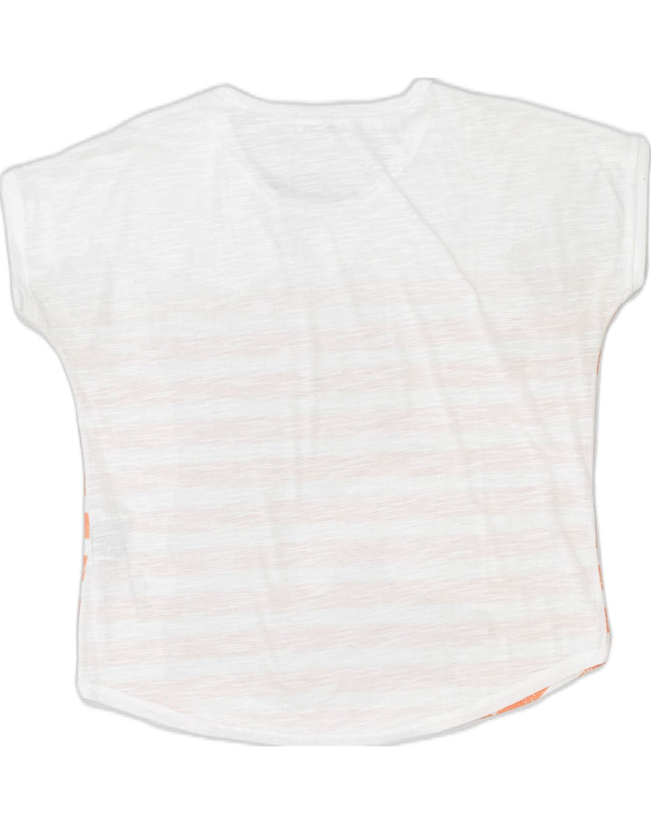 GUESS Womens Oversized T-Shirt Top UK 10 Small White Striped Polyester | Vintage | Thrift | Second-Hand | Used Clothing | Messina Hembry 