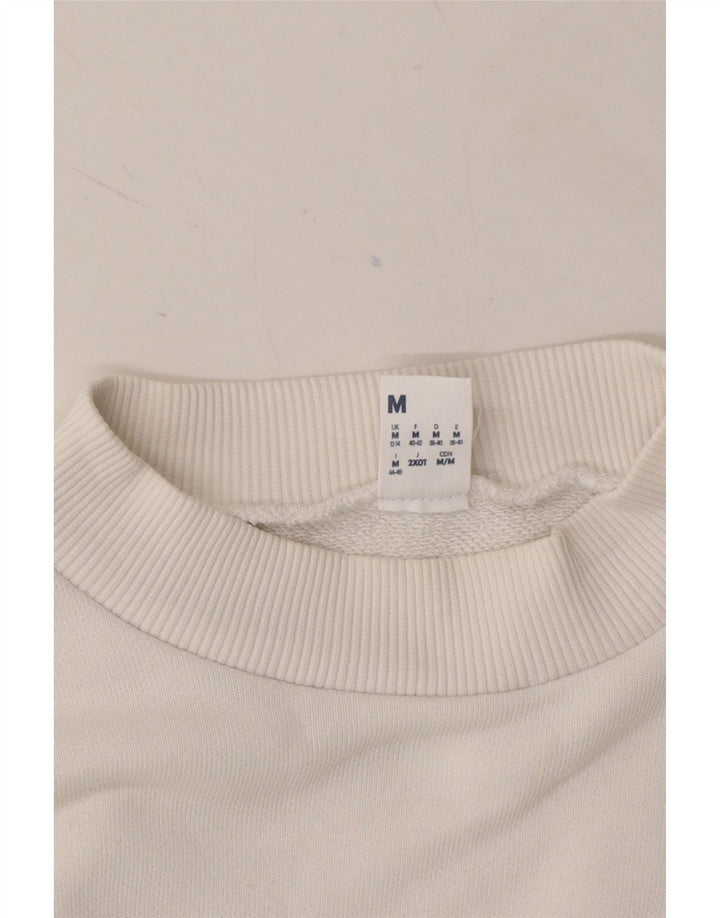 REEBOK Womens Oversized Crop Sweatshirt Jumper UK 12/14  Medium White Vintage Reebok and Second-Hand Reebok from Messina Hembry 