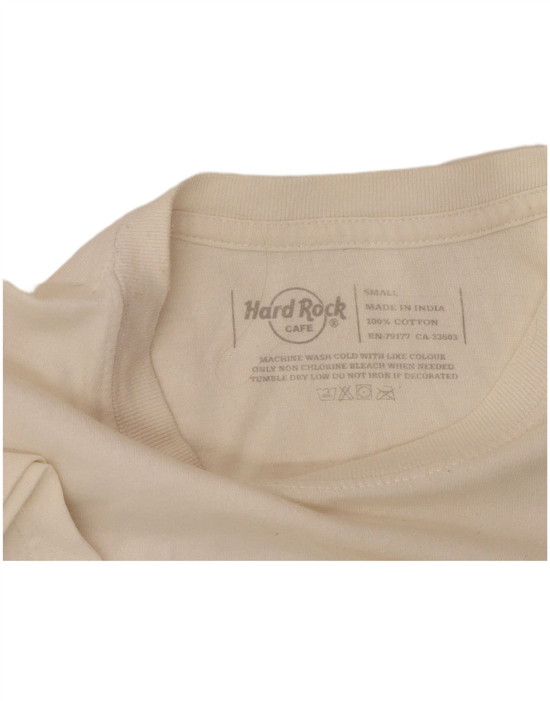 HARD ROCK CAFE Herre Amsterdam Grafisk T-Shirt Top Lille Hvid Bomuld