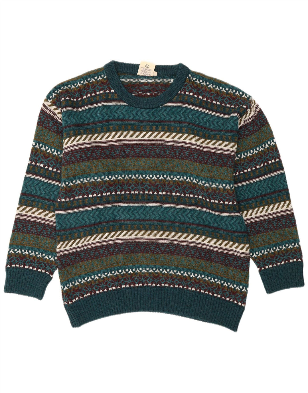 ANGELO LITRICO Herre sweater med rund hals Stor flerfarvet Fair Isle
