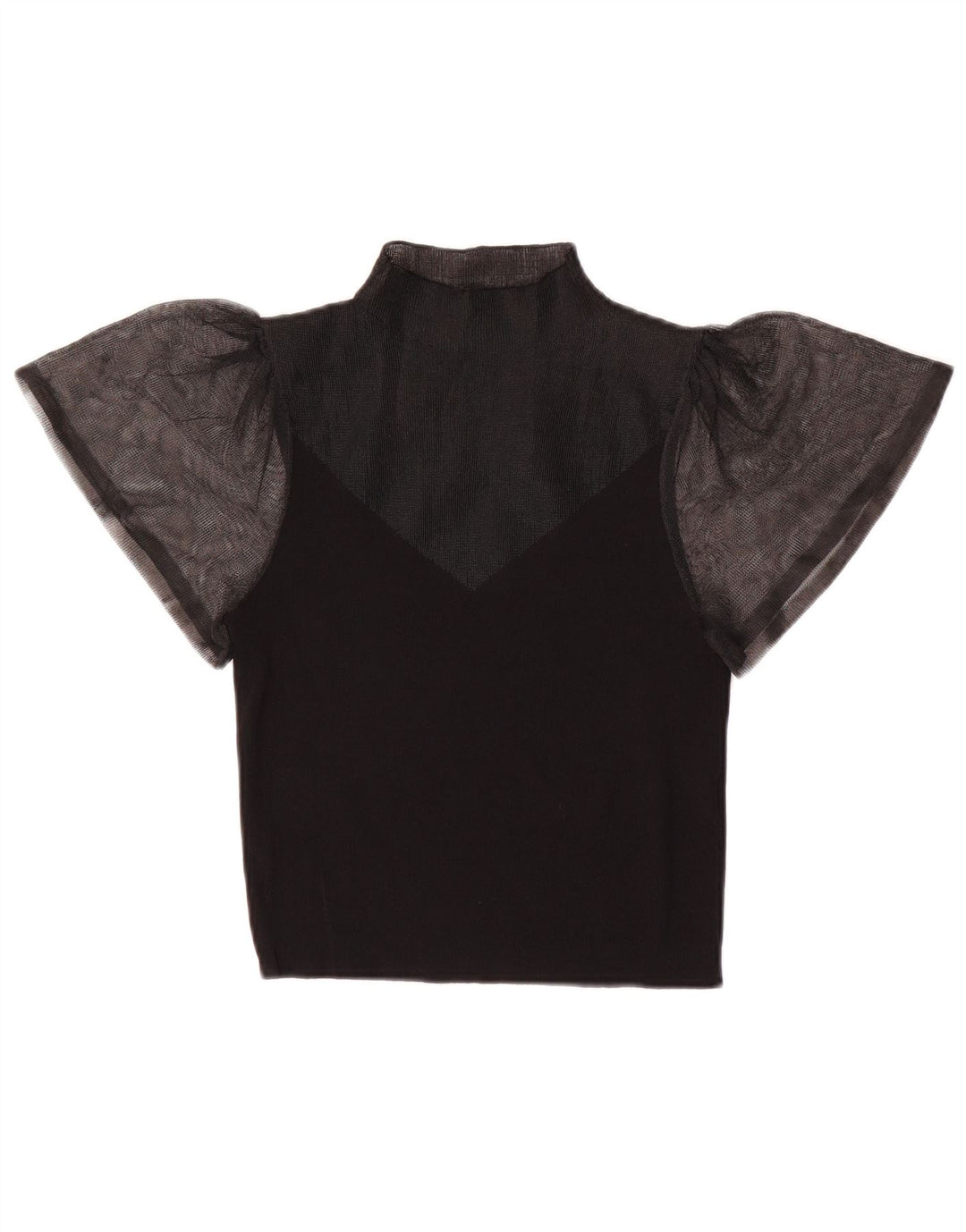 Zara Dame See Through Bluse Top UK 8 Small Black