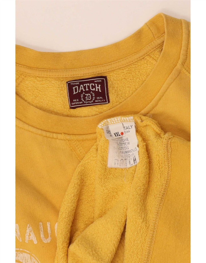 Datch Dame Grafisk Sweatshirt Jumper UK 20 2XL Gul Bomuld