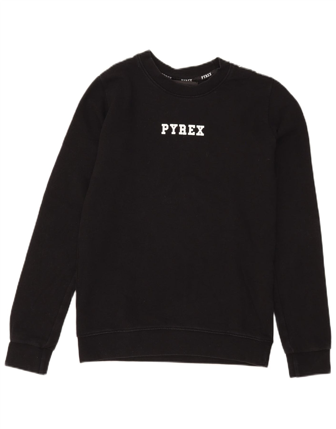 Pyrex Dame Grafisk Sweatshirt Jumper UK 6 XS Sort Bomuld