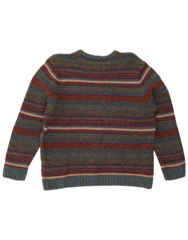 Paco Dame sweater med rund hals DK 16 Stor flerfarvet stribet uld