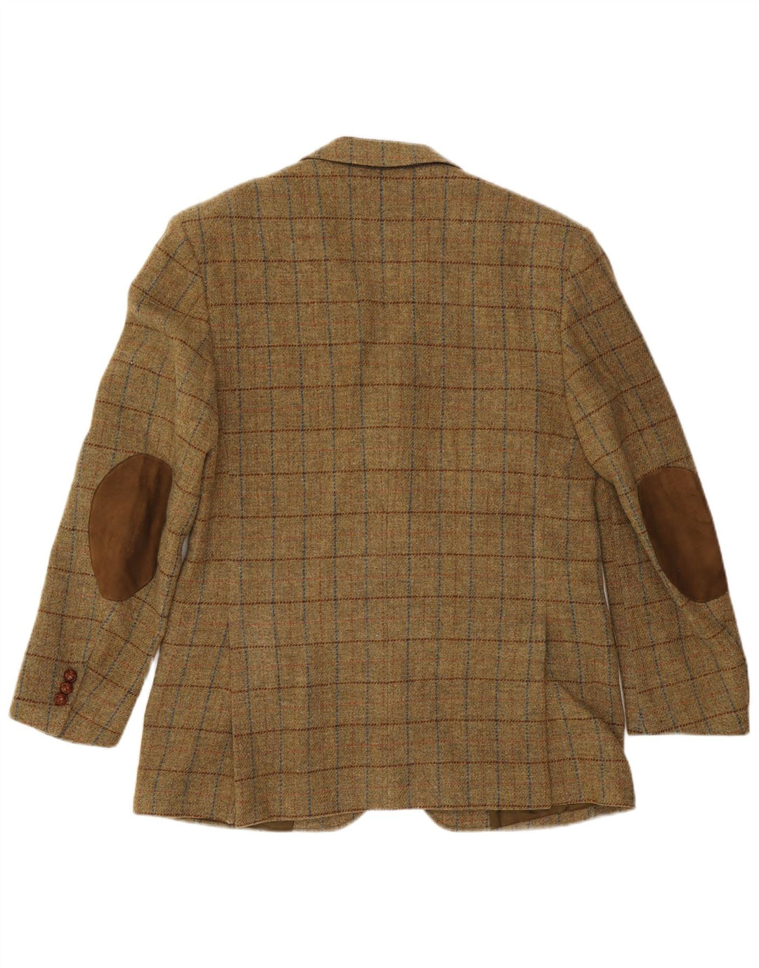 VINTAGE Herre 3-knaps blazerjakke IT 52 XL Khaki ternet uld