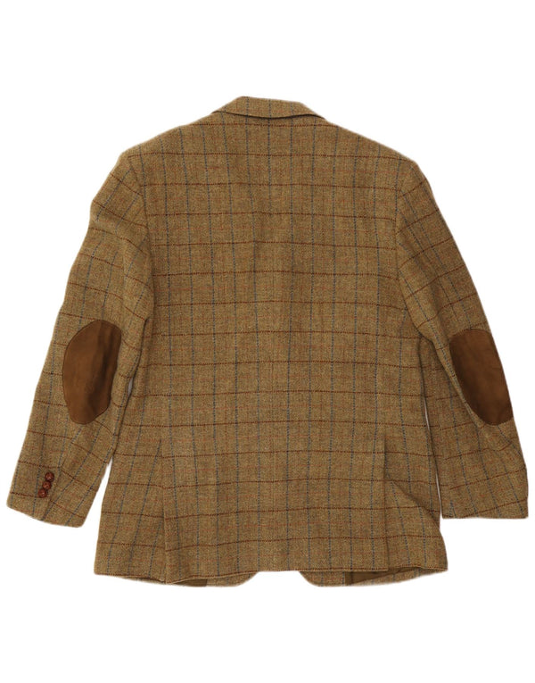 VINTAGE Herre 3-knaps blazerjakke IT 52 XL Khaki ternet uld