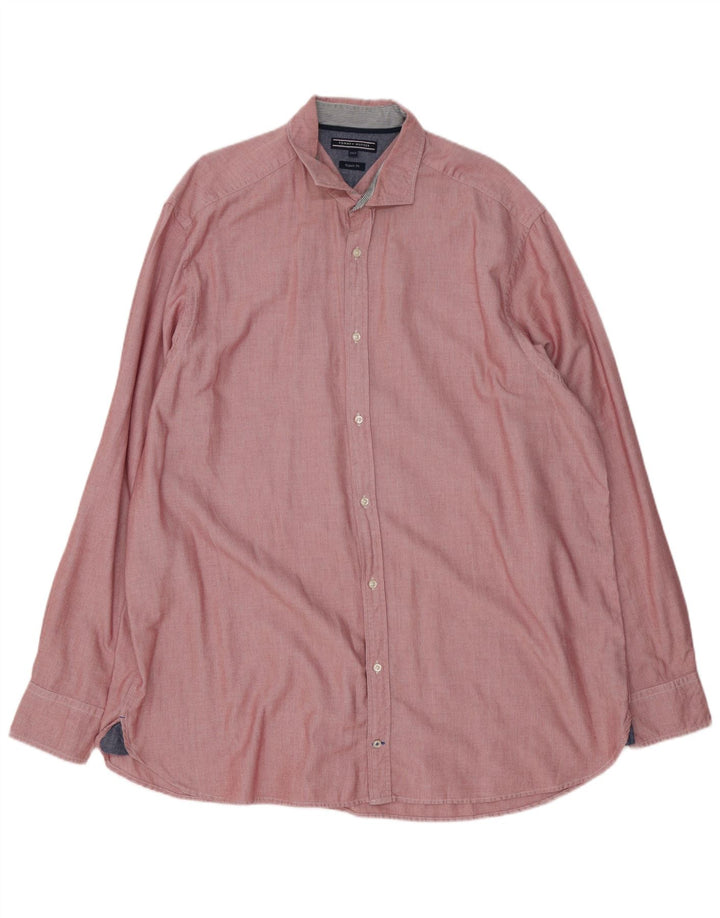 Tommy Hilfiger Herre høj Regular Fit skjorte 3XL rød bomuld