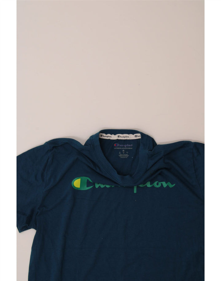 CHAMPION Womens Graphic T-Shirt Top UK 14 Medium Blue Cotton Vintage Champion and Second-Hand Champion from Messina Hembry 
