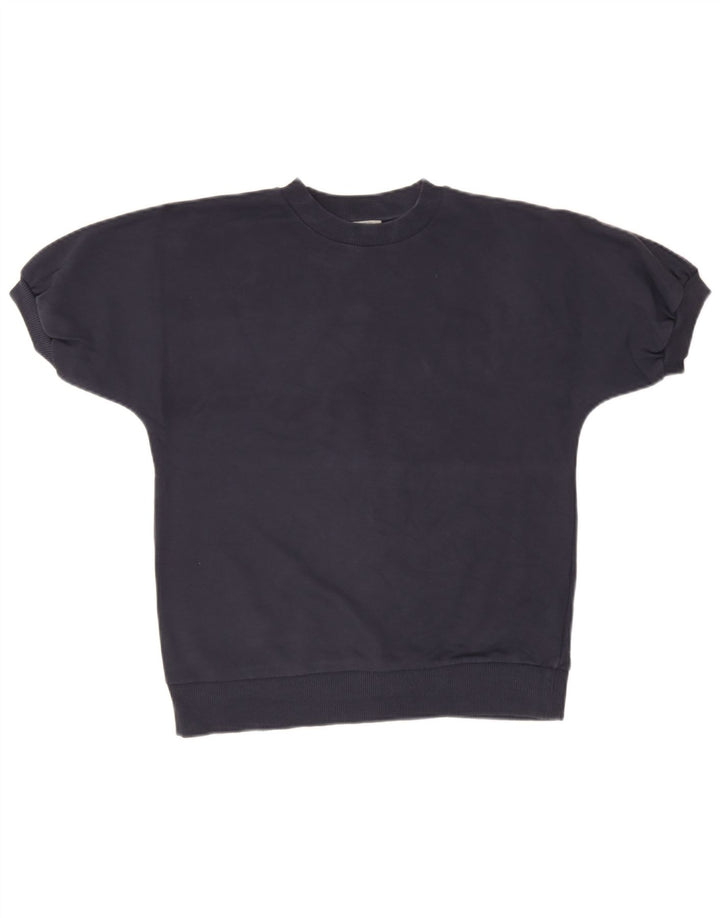 Cos Dame Oversized Bluse Top UK 10 Small Navy Blue Bomuld