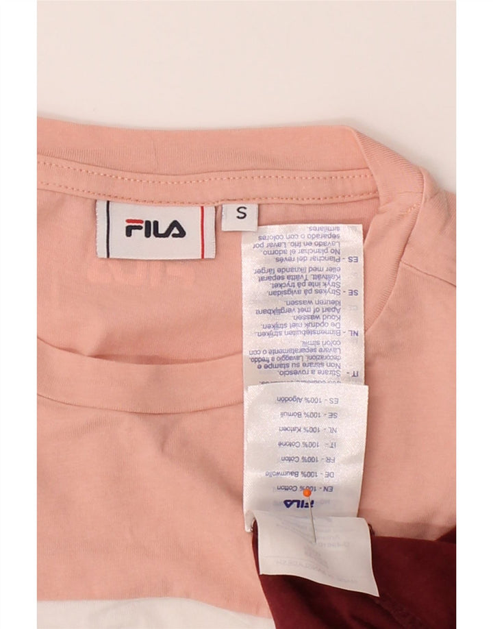 FILA Womens Graphic T-Shirt Top UK 10 Small Multicoloured Colourblock Vintage Fila and Second-Hand Fila from Messina Hembry 