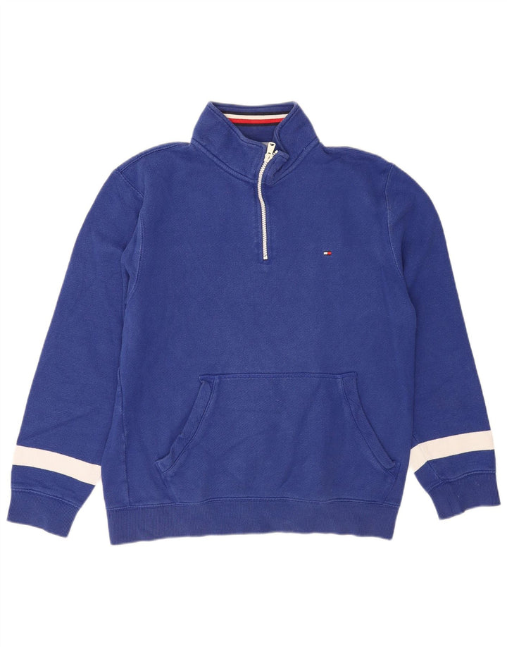 Tommy Hilfiger Herre Zip Neck Sweatshirt Jumper Medium Blue Bomuld