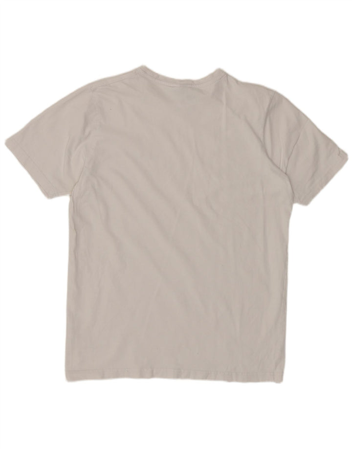 ELLESSE Grafisk T-shirt top til kvinder UK 14 Medium hvid bomuld