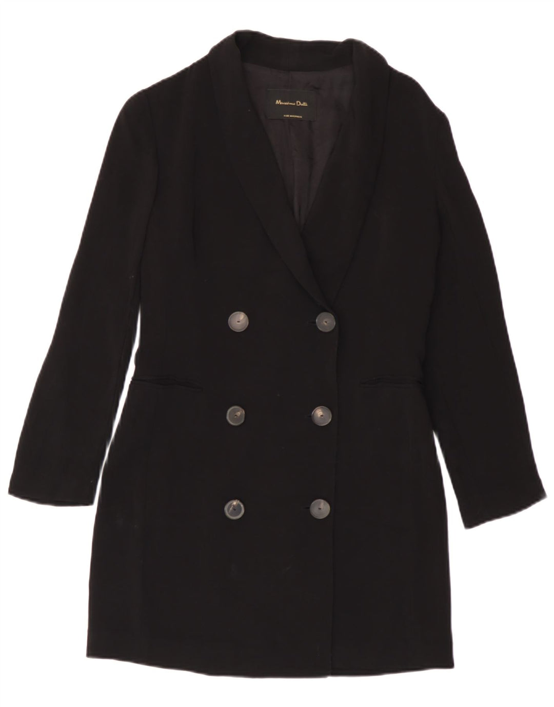 Massimo Dutti Dame Dobbeltradet Frakke EU 38 Small Navy Blue