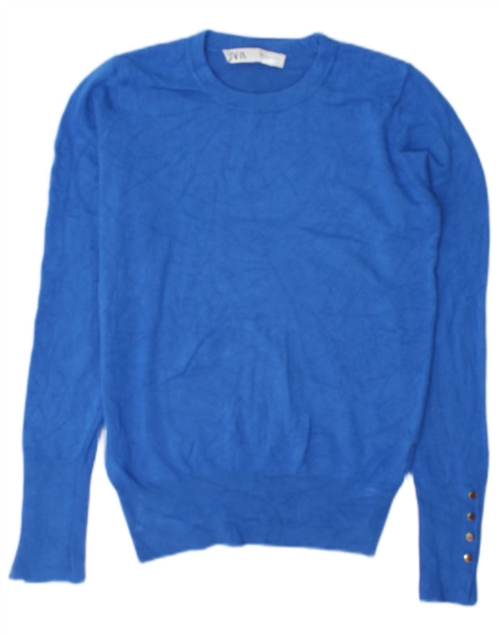 Zara Dame sweater med rund hals DK 10 Small Blue Viscose