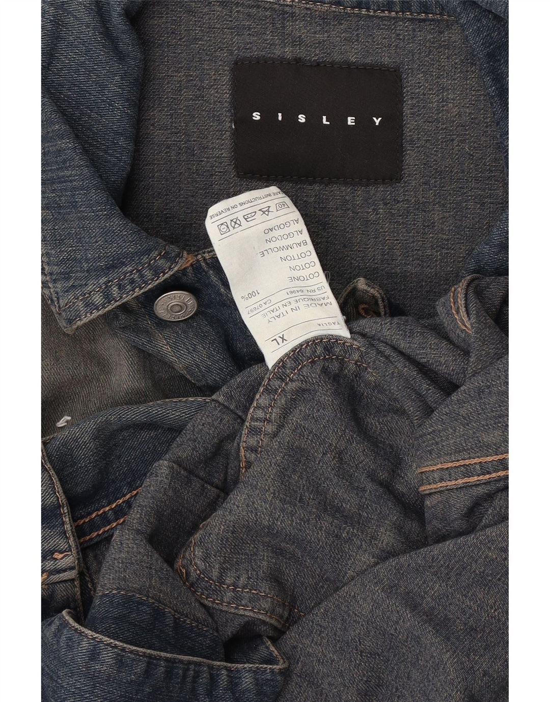 Sisley Herre denimjakke UK 42 XL Blå Bomuld