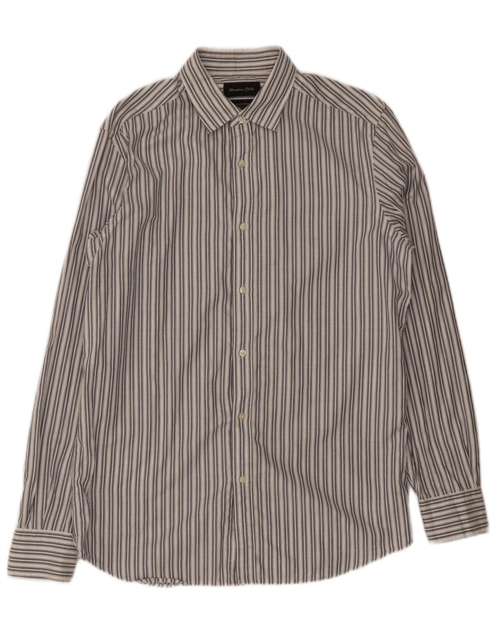 Massimo Dutti Herreskjorte Medium hvid stribet bomuld