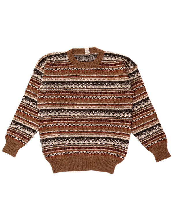 Vintage Herre Crew Neck sweater IT 50 Medium Brown Fair Isle