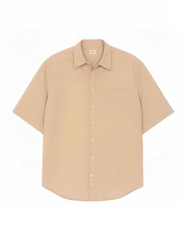 Benetton Kortærmet Herreskjorte XL Beige Bomuld