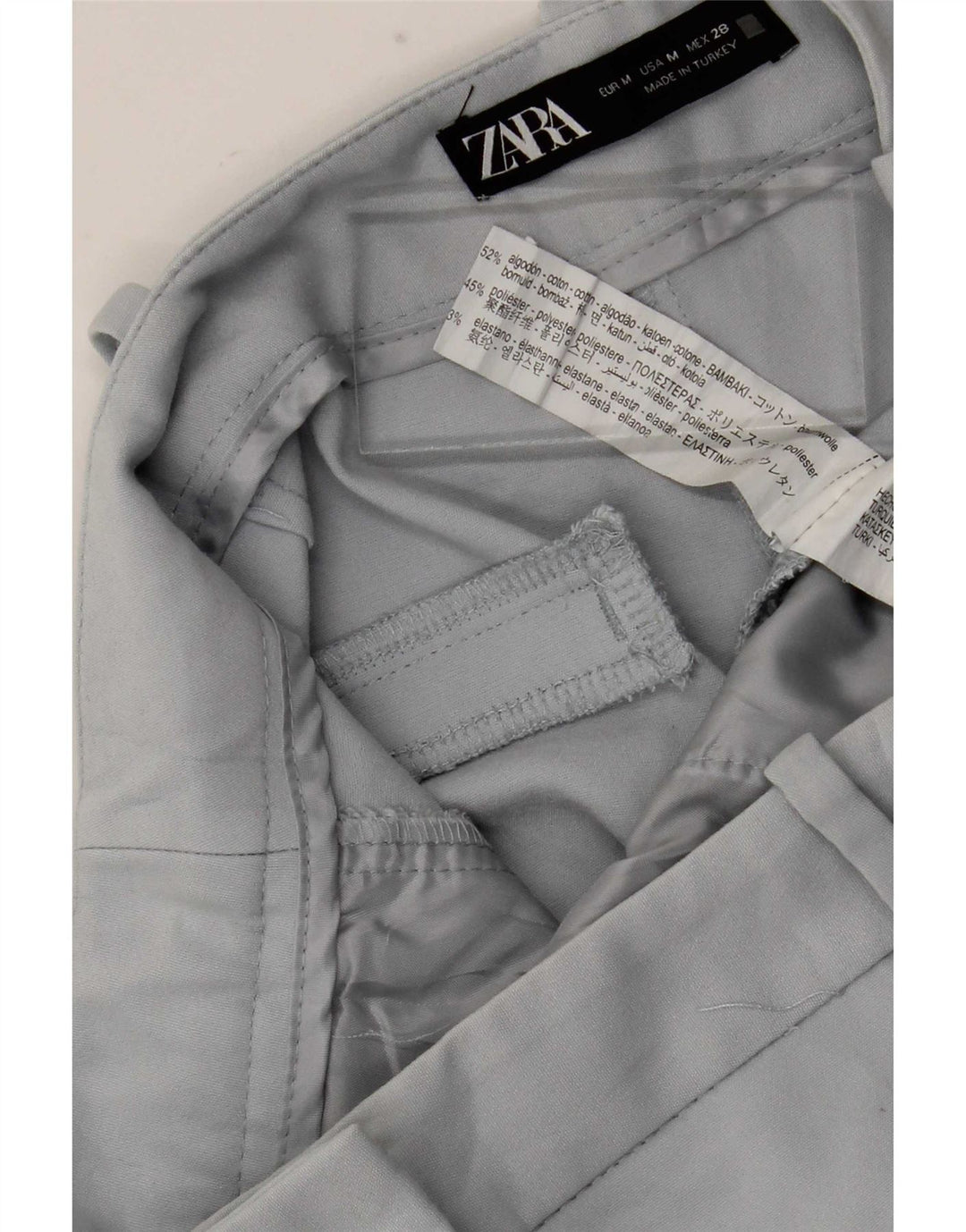 Zara kvinders højtaljede chinoshorts Medium W28 blå bomuld
