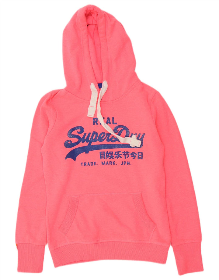 Superdry grafisk hættetrøje til kvinder UK 10 Small Pink Polyester