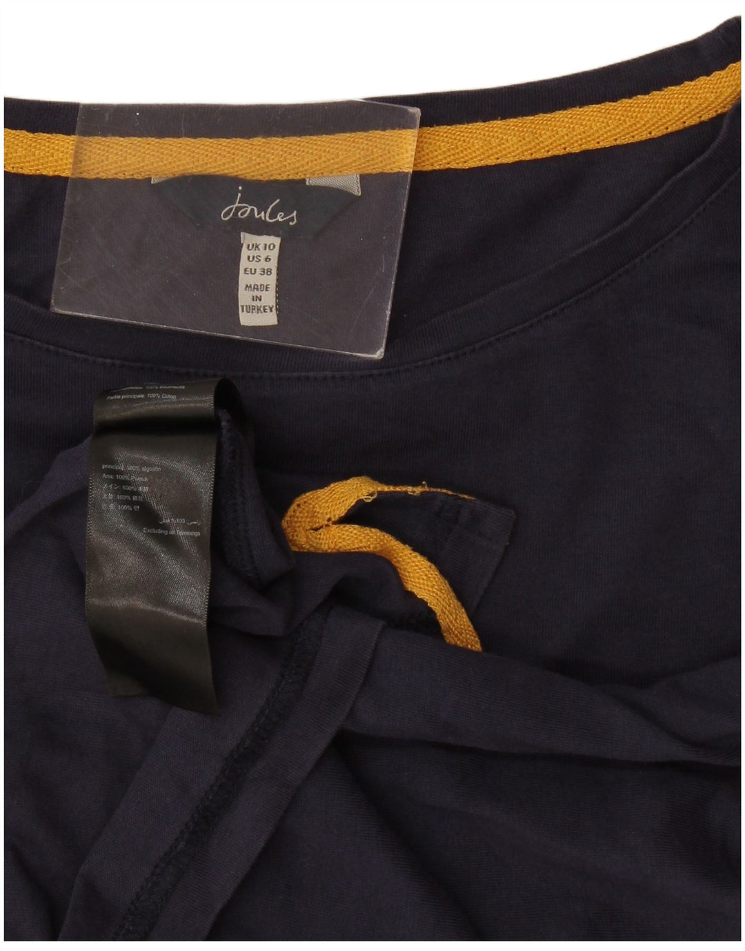 Joules Dame Oversized Top Langærmet UK 10 Small Navy Blue Bomuld