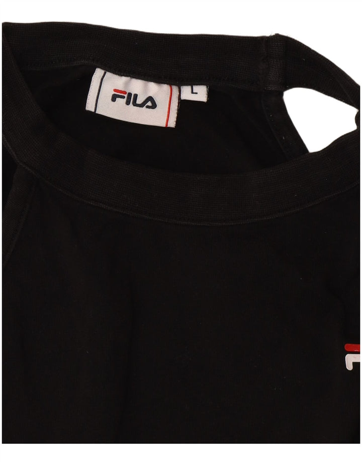 FILA Womens Crop Graphic Vest Top UK 14 Large Black
