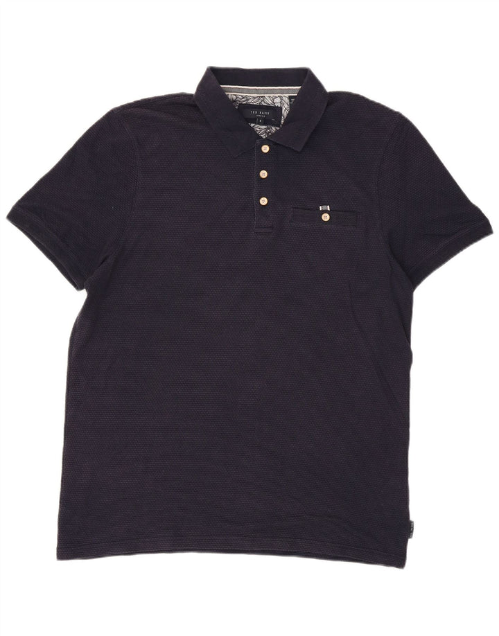Ted Baker Herre poloskjorte str. 4 Large Navy Blue Modal