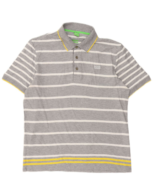 Hugo Boss Herre Modern Fit Polo Shirt 2XL Grå Stribet Bomuld