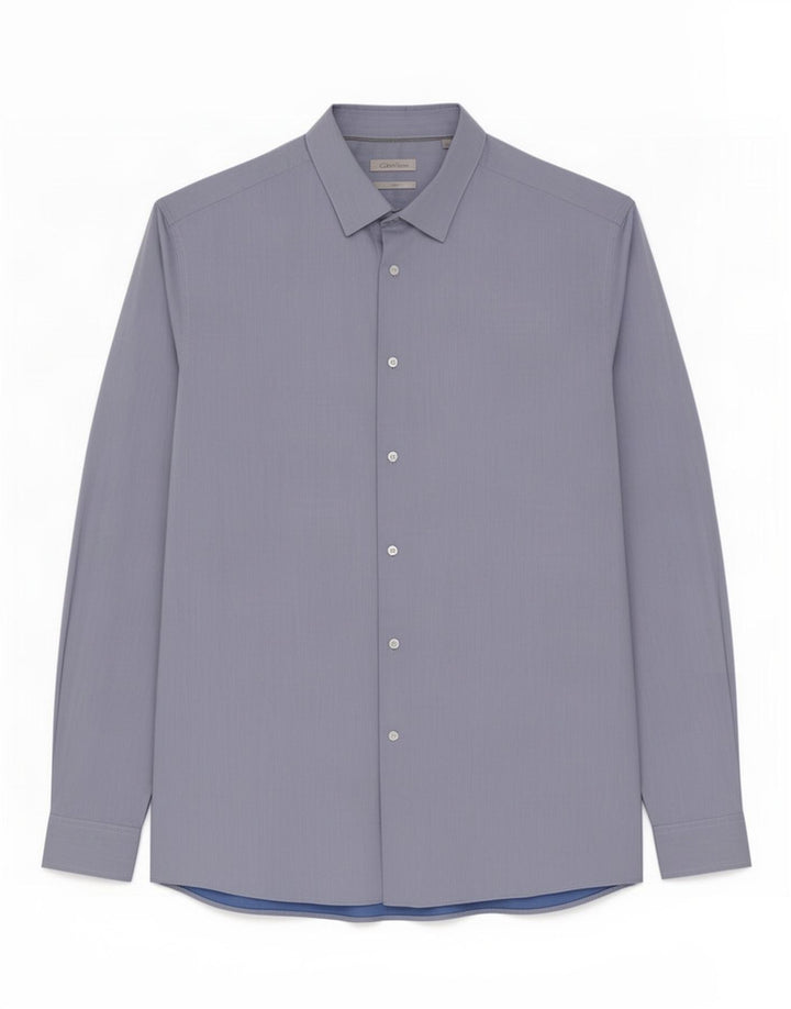 Calvin Klein Herre Fitted Shirt Størrelse 43 Large Blue Cotton