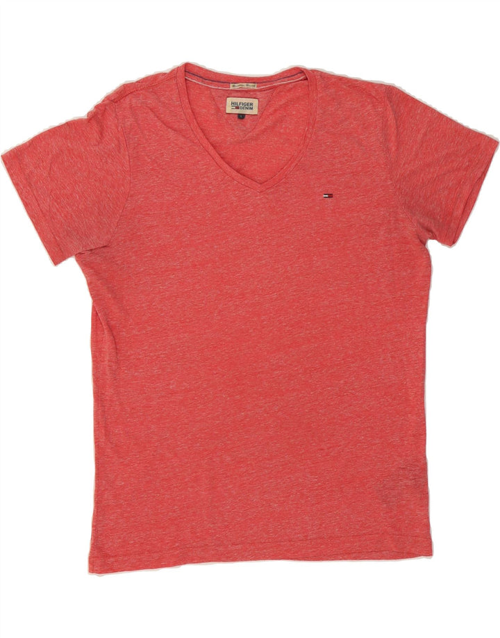 TOMMY HILFIGER Mens T-Shirt Top Large Red Vintage Tommy Hilfiger and Second-Hand Tommy Hilfiger from Messina Hembry 