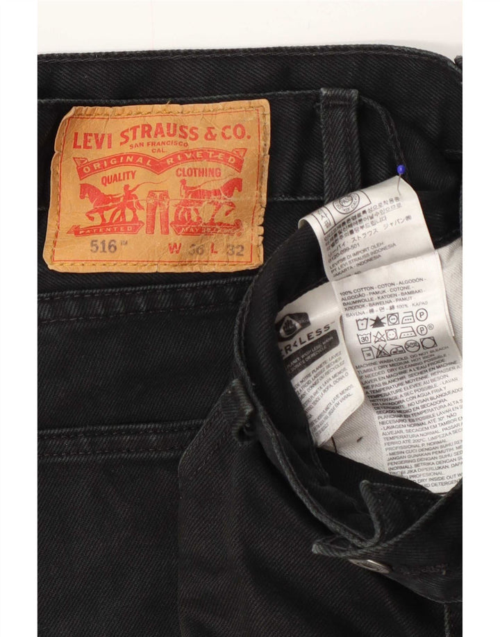 Levi's Herre 516 Straight Jeans W36 L28 Sort Bomuld