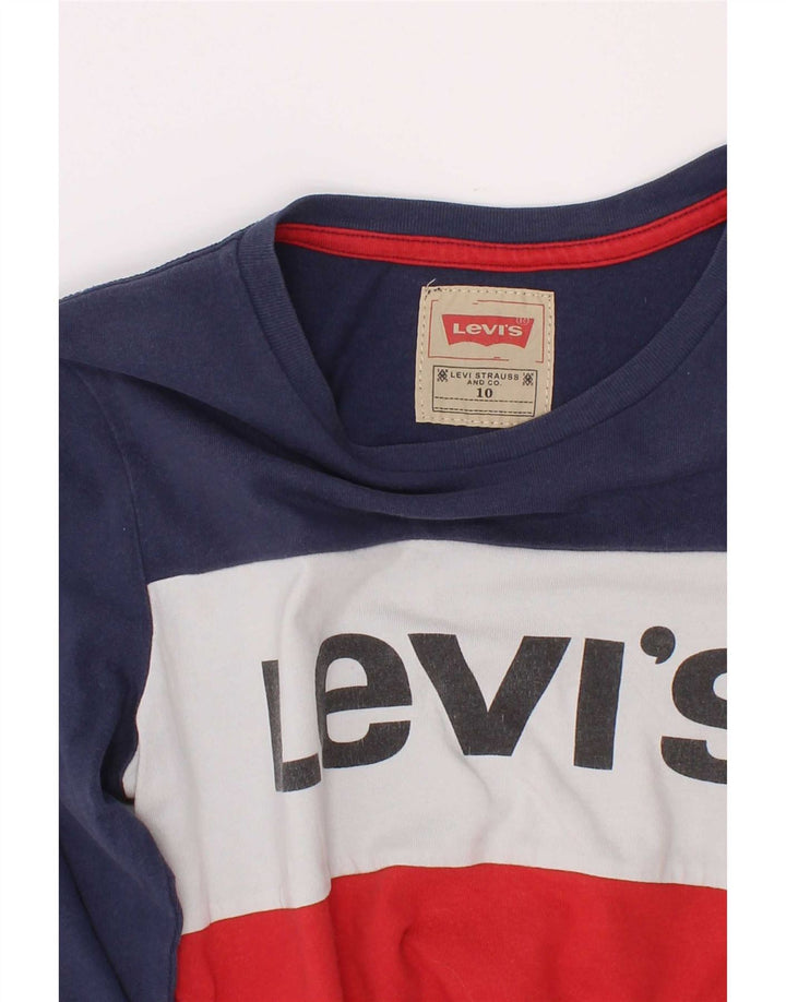 Levi's Boys Grafisk Top Langærmet 9-10 år Navy Blue Colourblock