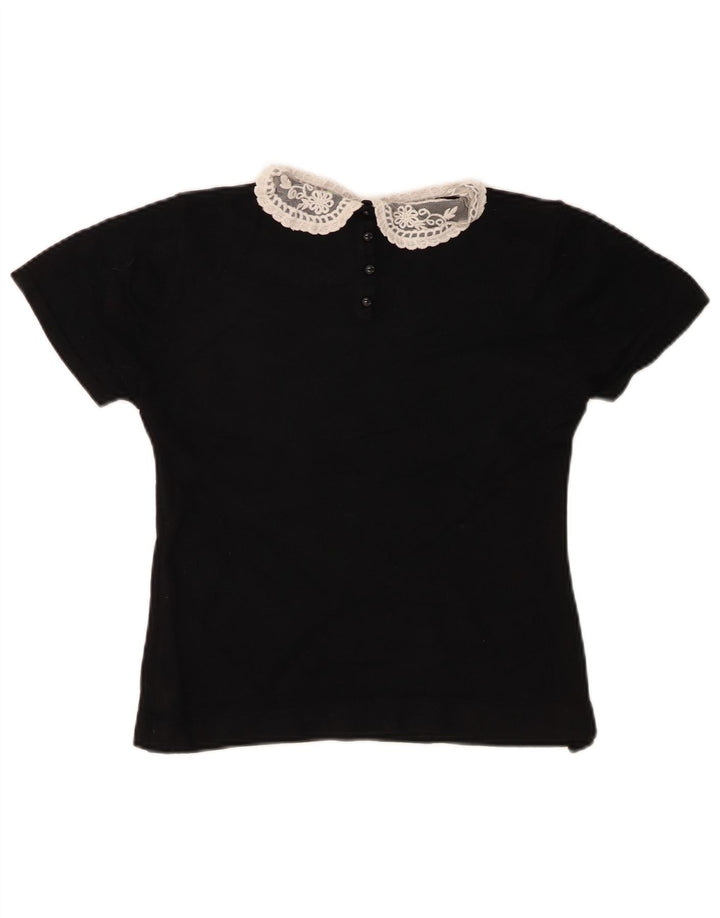Marks & Spencer Dame Crop Bluse Top UK 12 Medium Black