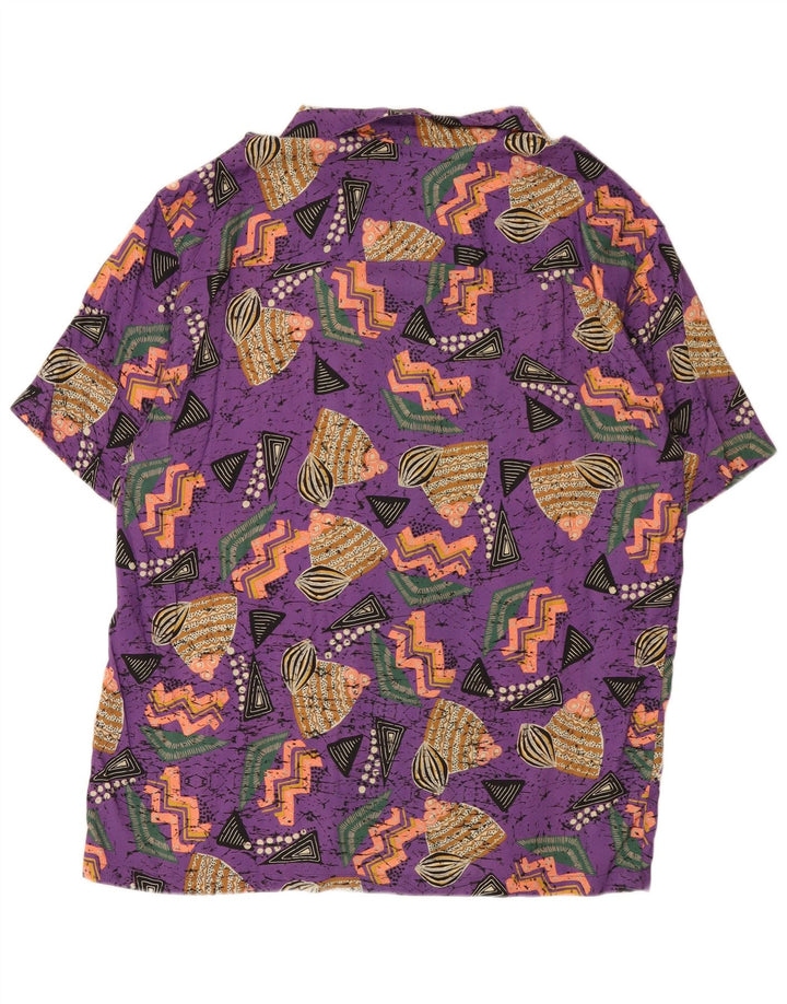 Pull & Bear Herre STWD Hawaii kortærmet skjorte XL Lilla Geometrisk