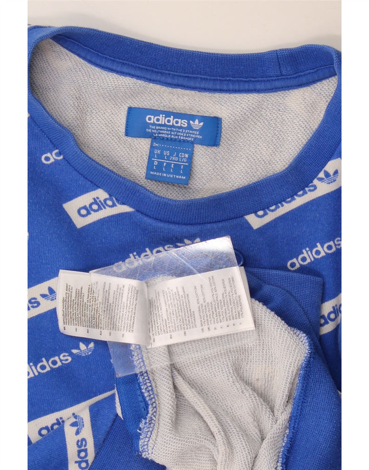 Adidas grafisk sweatshirt til mænd, stor blå bomuld