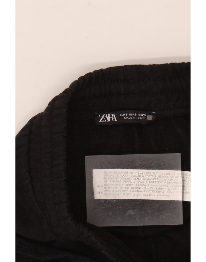 ZARA Træningsdragtsbukser til kvinder UK 8 Small Black Bomuld