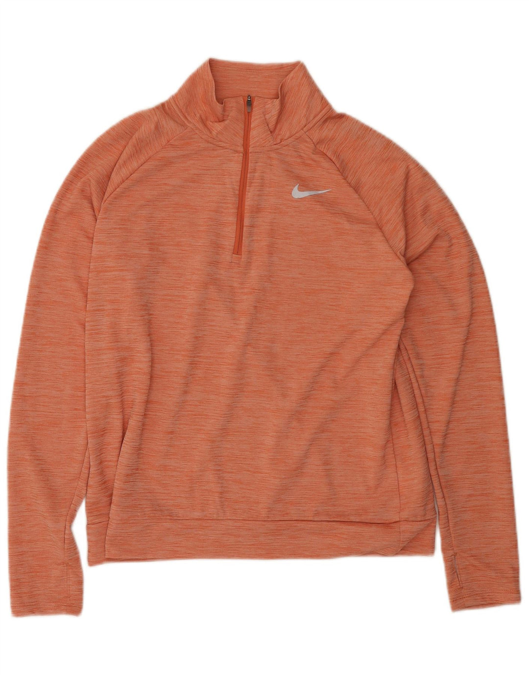 Nike Dame Dri Fit Pullover med lynlås-hals Træningsdragt Top UK 14 Medium Orange