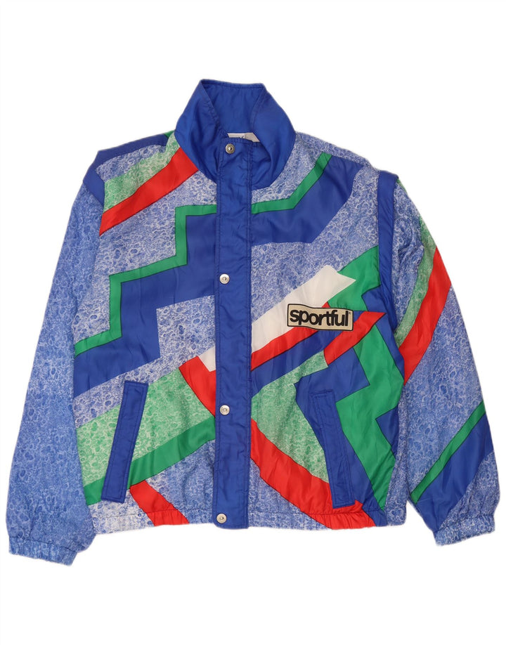 Vintage træningsdragt til mænd Topjakke XL Blå Geometrisk Polyester